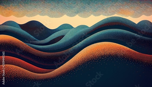 Abstract Stippled Halftoned Waves Background