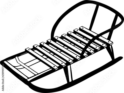 Foto Wooden winter sledge perspective line art icon for seasonal outdoor activities