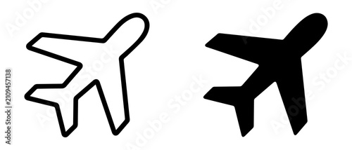 modern airplane icon set with outline and solid style aircraft symbol for travel aviation transport design png