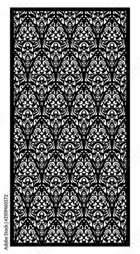 Seamless Ornamental Damask Pattern Vector for CNC Laser Cut.