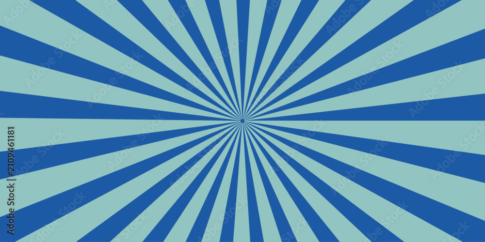Obraz premium Abstract Blue Retro Sunburst Background with Vintage Grunge Rays Light Burst Paper Texture Vector Wallpaper Design