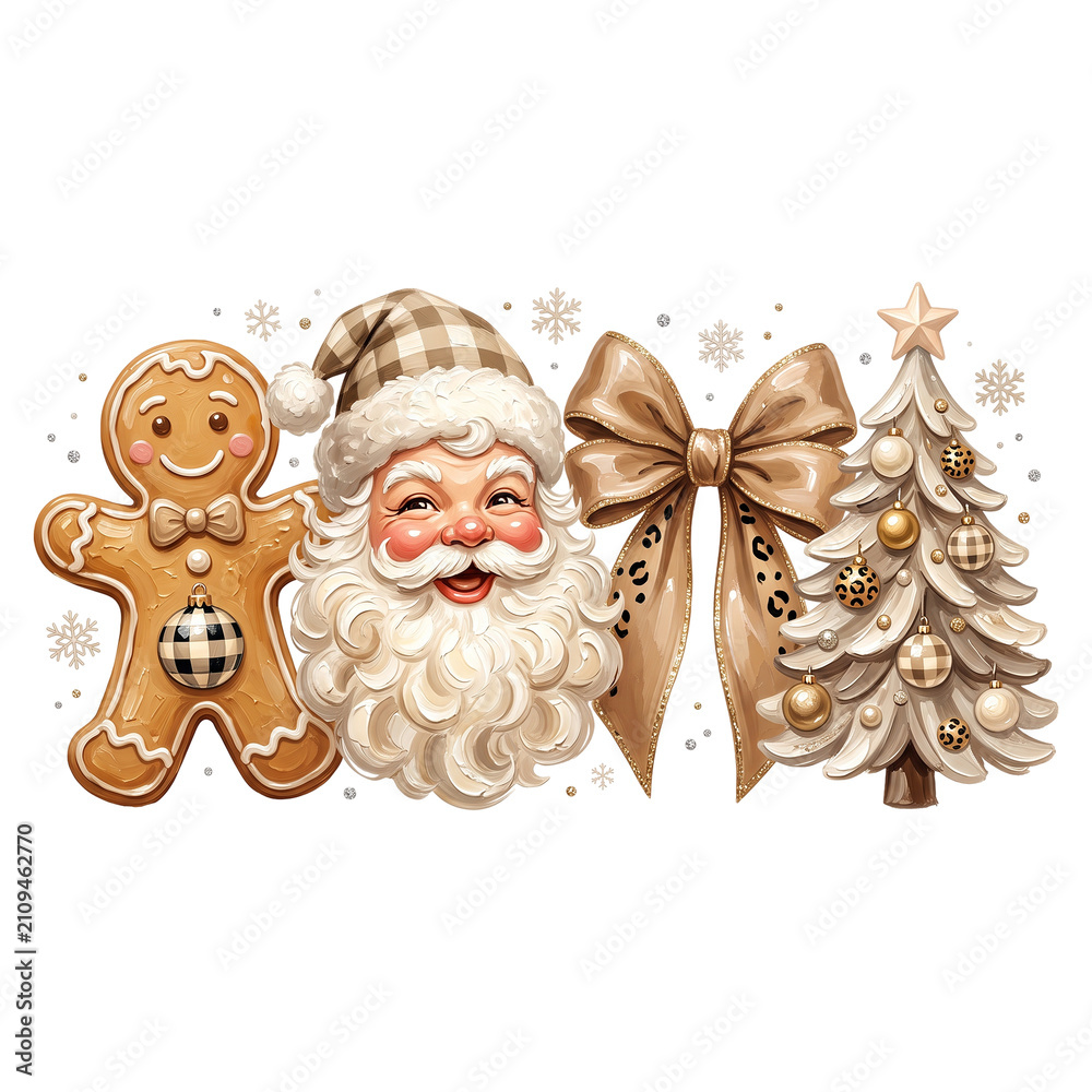 Obraz premium Preppy Coquette Santa Claus Png