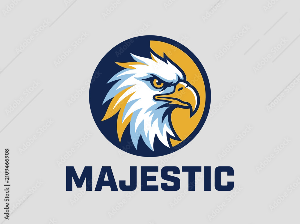 Obraz premium Bald Eagle Head Mascot Logo with Majestic Text