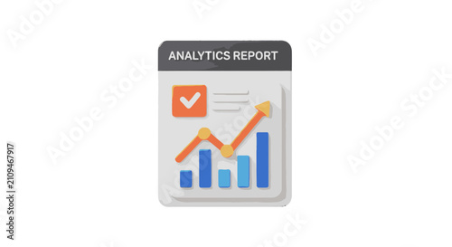 Business analytics report document with rising growth chart