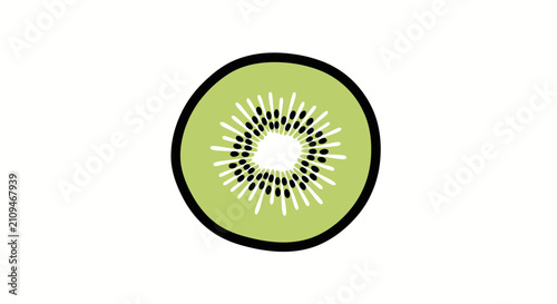Cross section of a fresh green kiwi fruit