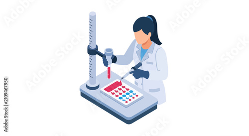 Female scientist conducting laboratory research with microplate
