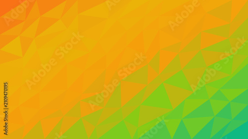 Bilde på lerret Triangles arranged in a geometric mosaic display a bright gradient shifting from yellow to lime green, providing a fresh and energetic visual foundation for marketing materials and digital interfaces