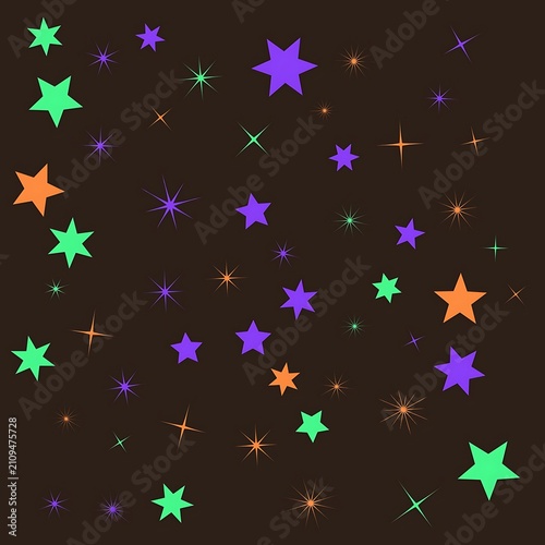 Colorful Stars and Sparkles Scattered Across Transparent Night Sky Background