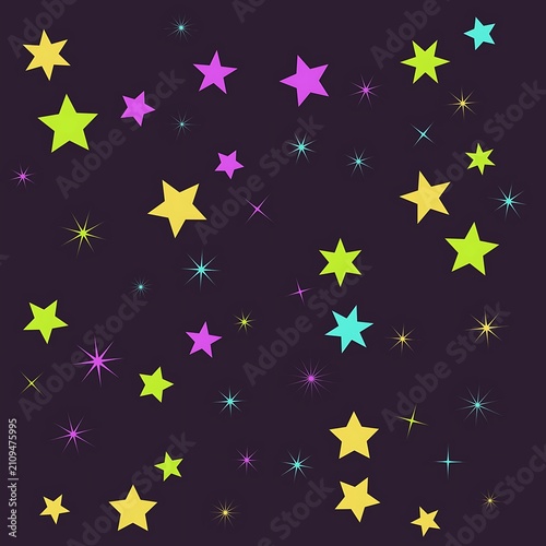 Colorful Stars Scattered Across Transparent Night Sky Background Design