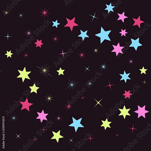 Colorful Stars Scattered Across Transparent Night Sky Background Design