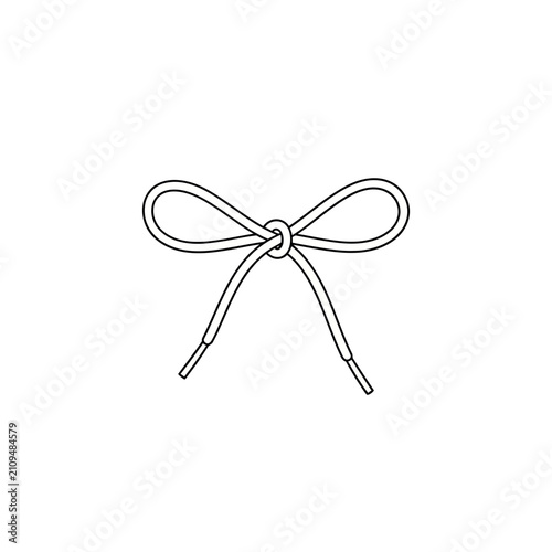 Simple line drawing of a bow tied with shoelaces.
