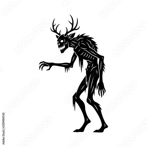 Canvastavla Wendigo mythical creature monster illustration.