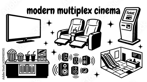 Obraz na plátně modern multiplex cinema facilities featuring digital screens luxury seating tick