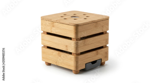 Modern wooden compost bin for kitchen waste.