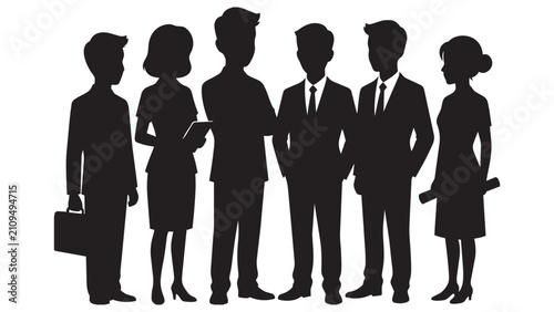 Konstfotografi Silhouette group of business professionals standing together in a line