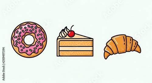 Pastry Icons Set.