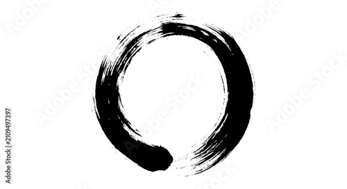 Принти на полотні Zen Enso circle in black ink brush stroke style