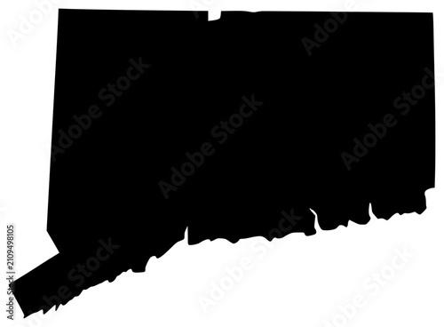 Connecticut black silhouette vector illustration, simple flat clipart design isolated on white background