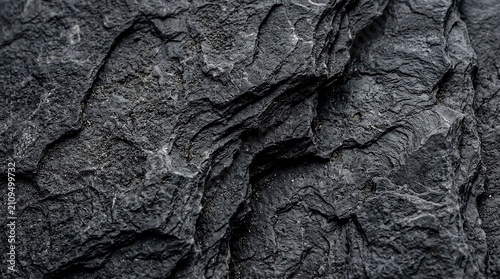 Closeup texture of dark grey natural slate rock surface