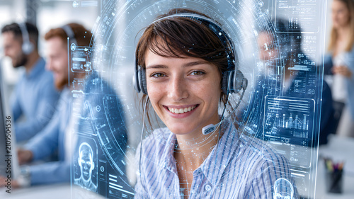 AI-Powered Customer Support, copy space. Concept: Artificial Intelligence, Customer Service Automation, Digital Transformation, Human–AI Collaboration, Future Workplace
