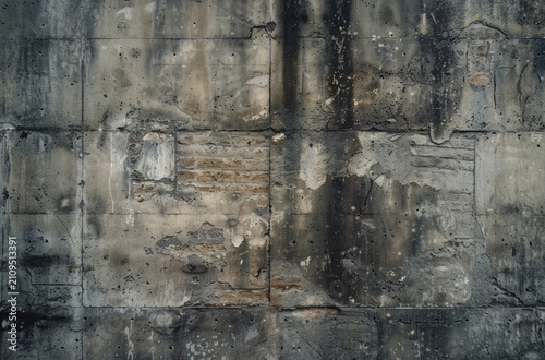  Photo of Old grey concrete bunker wall. Background texture for backdrops or mapping