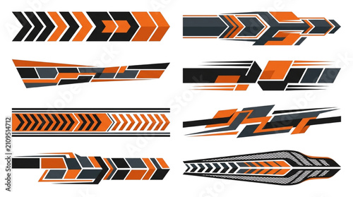 Orange Black Chevron Racing Stripe Vehicle Wrap Vector Collection