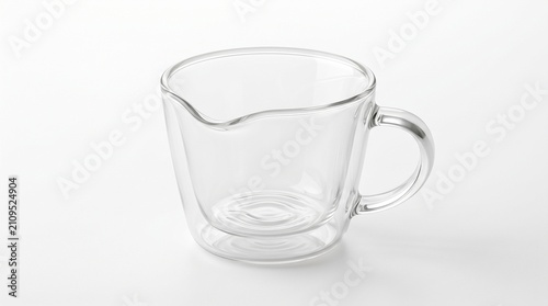 Modern clear glass coffee cup isolated