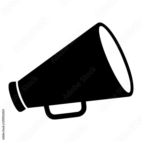 Billede på lærred Megaphone black silhouette vector illustration, simple flat clipart design isola