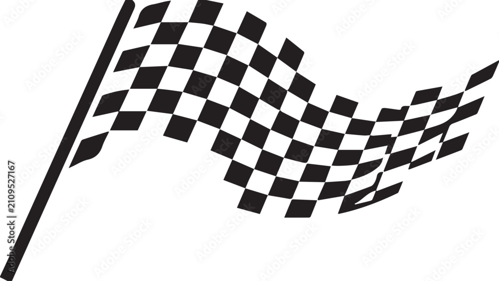 Fototapeta premium Checkered flag racing vector icon silhouette design