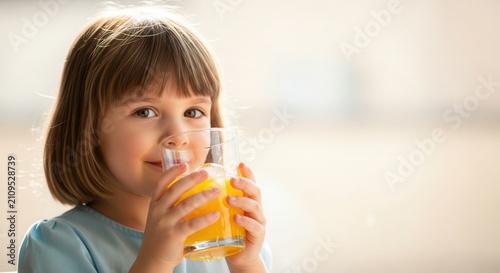 Happy Child Drinking Orange Juice