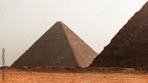 Giza pyramids panaroma. Egypt, Cairo, no people