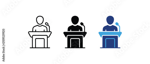 Canvas Print Speaker icon depicting person behind podium at conference.