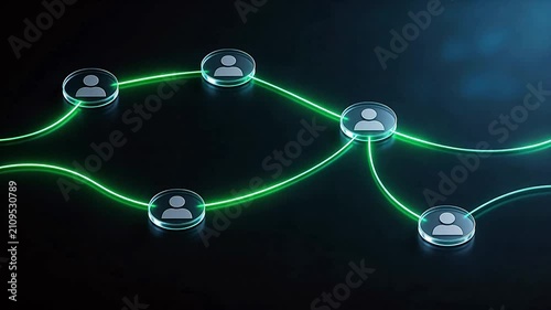 Network connection nodes with glowing lines