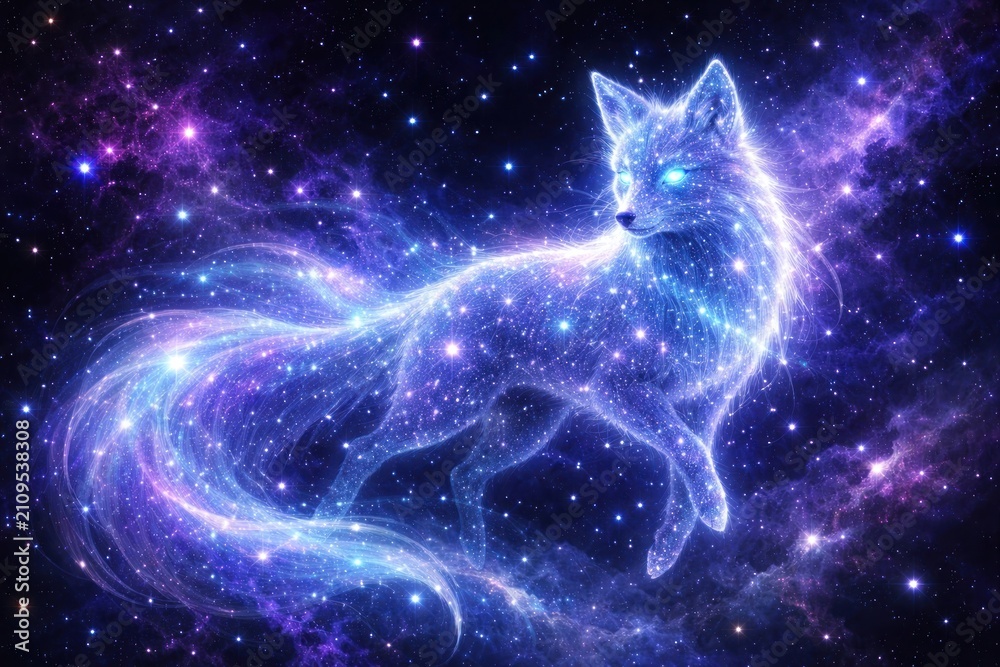 Fototapeta premium Mystical cosmic fox illustration
