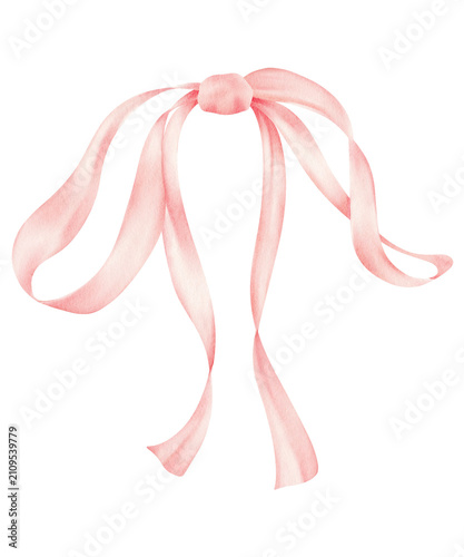 pink ribbon bow watercolor