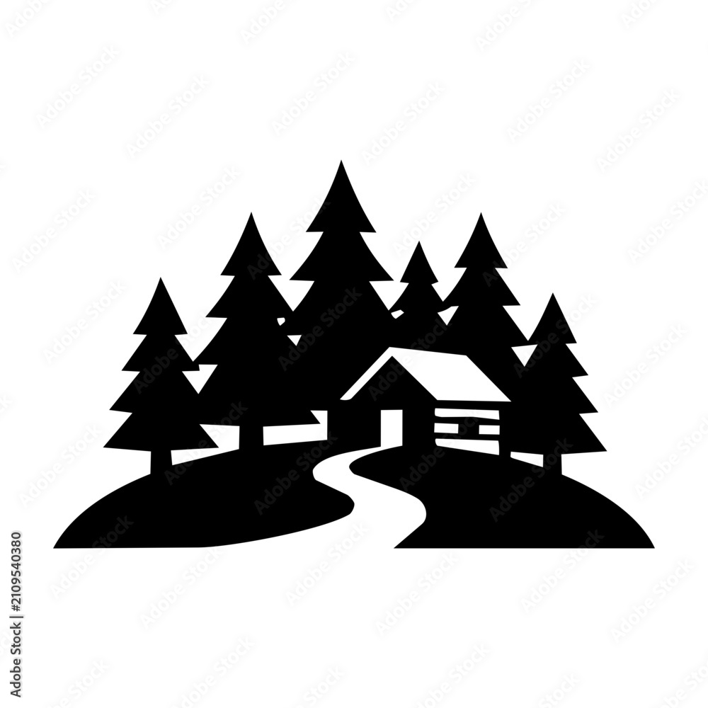Obraz premium Fairy Meadows Black Silhouette Pakistan Vector Icon