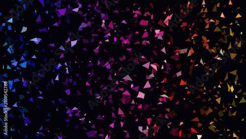 Quadro su tela Triangles floating in a dark void display a smooth transition of colors shifting from a cool blue shade to a glowing pink tone in this high quality digital artwork suited for professional projects
