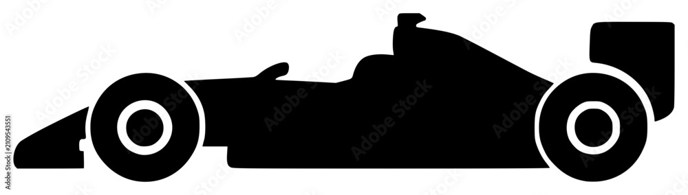Obraz premium Race Car F1 black silhouette vector illustration, simple flat clipart design isolated on white background