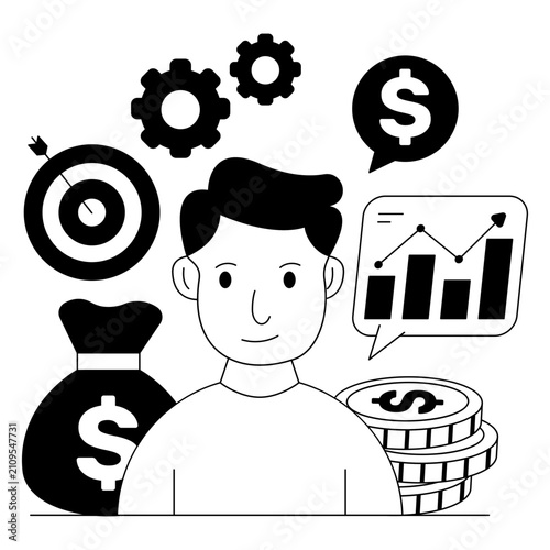 Photos Dollar with human avatar showcasing investor illustration