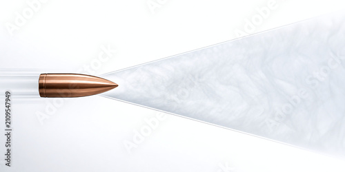 Supersonic bullet with mach cone scientific illustration