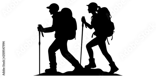 Cuadro en lienzo Silhouette of hiker