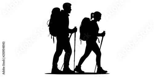 Cuadro en lienzo Silhouette of hiker