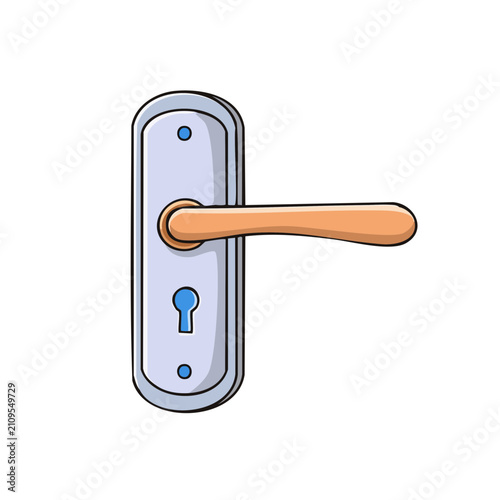 Classic Door Handle with Keyhole and Wooden Lever for Interior or Exterior Access