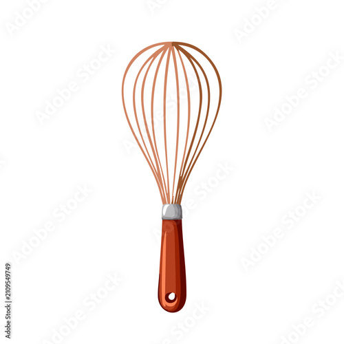 Baking tool a wire whisk with a wooden handle for mixing ingredients