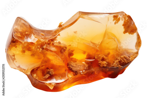 Natural copal resin stones and resin crystals isolated on transparent background 