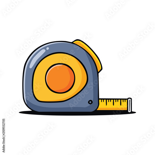 Illustrated Measuring Tape with Yellow Tape Extended for Construction and DIY Projects