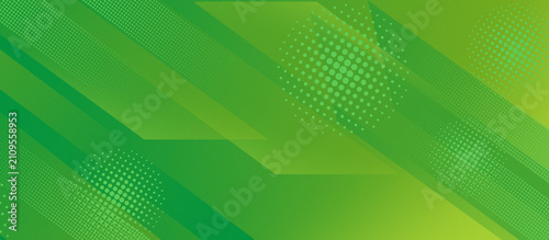 Obraz na plátně Abstract Green Diagonal Stripes Background with Halftone Pattern and Copy Space