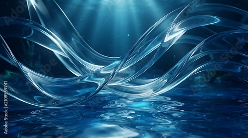 Abstract blue liquid waves and ripples