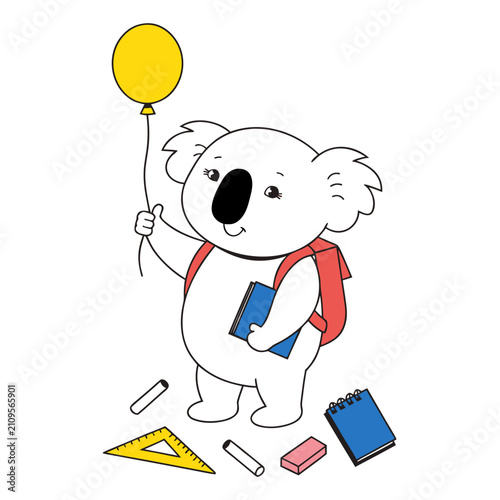 Photography Whimsical Koala feeling Funny in a Back to school setting with with a balloon –