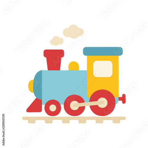 Принти на полотні Colorful toy train on tracks.